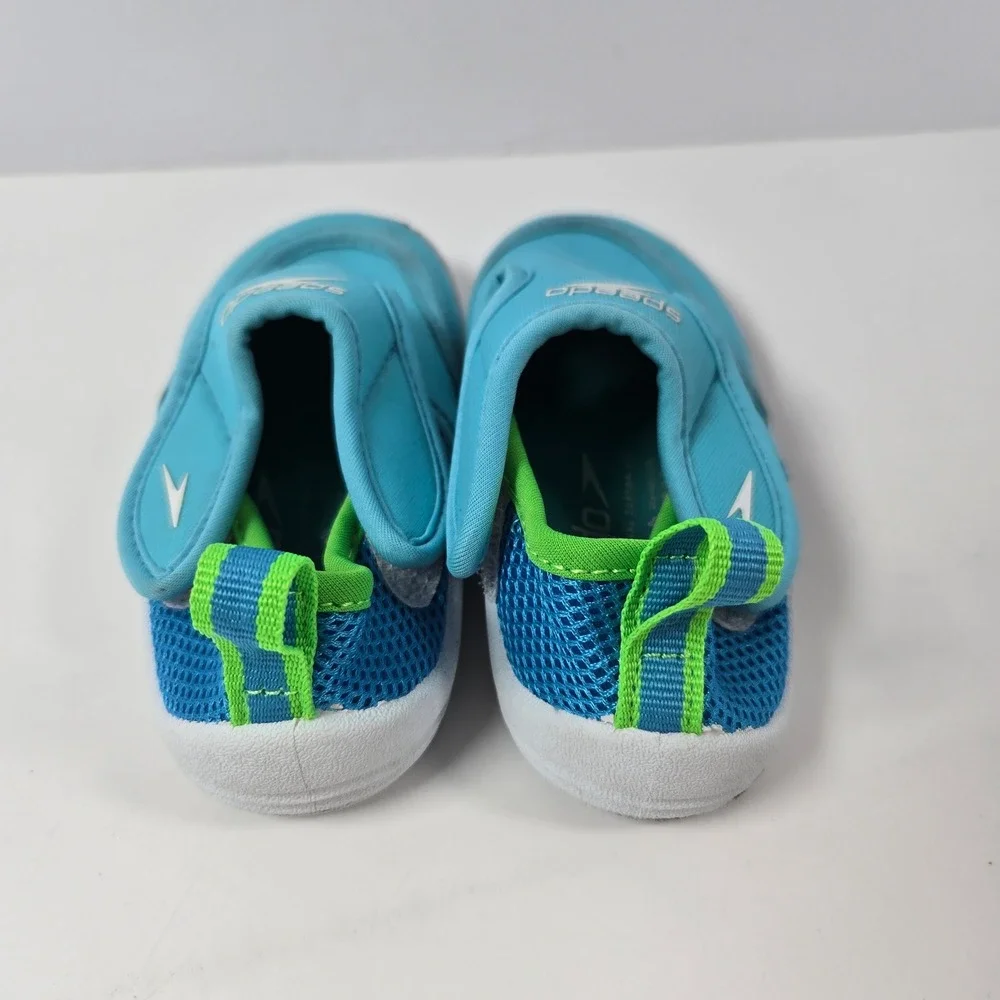 Speedo Surfwalker Water Shoes Kids 5/6 Blue Green Hook Loop Swim Beach Pool
